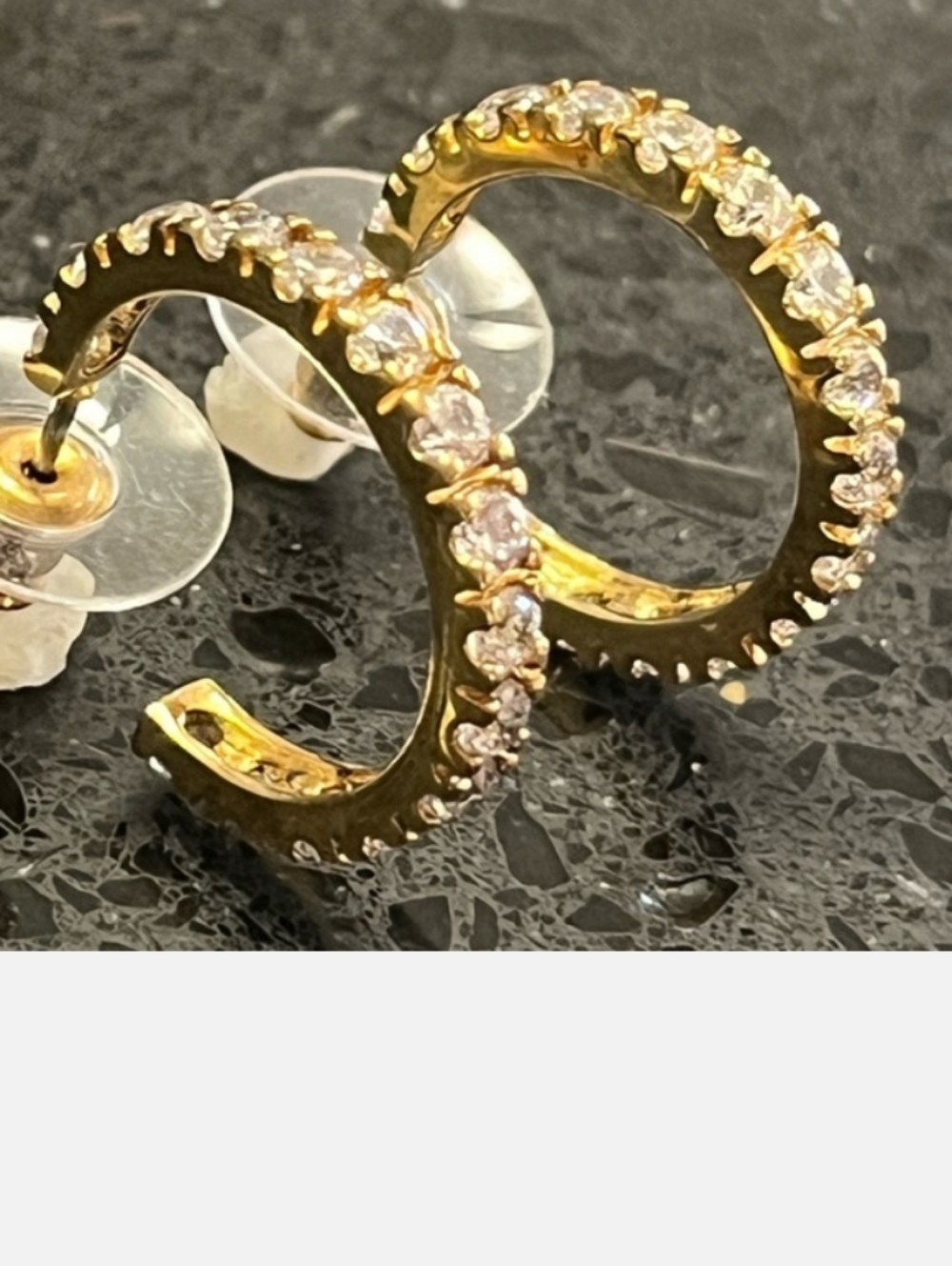 1ct Prong Gold-Tone Pave Crystal Hoop Earrings - Sparkling Gold